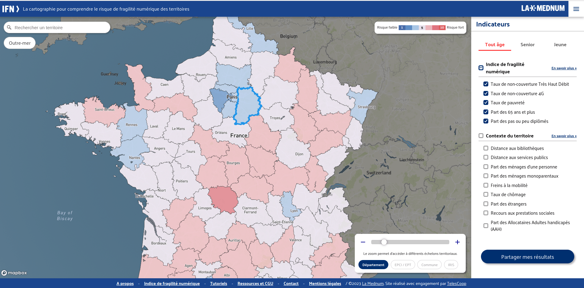 Capture d'écran du site de l'indice de fragilité numérique